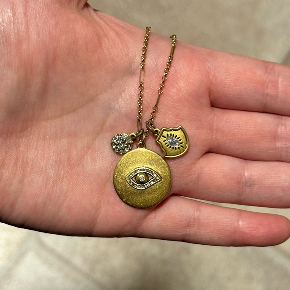 Sequin Evil Eye Charm Necklace - Picture 3 of 4